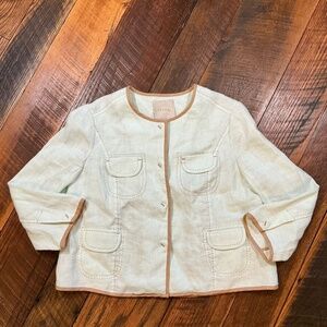 Nougat London 100% Linen Contrast Trim Jacket – Mint Green – Size 1 (Small)